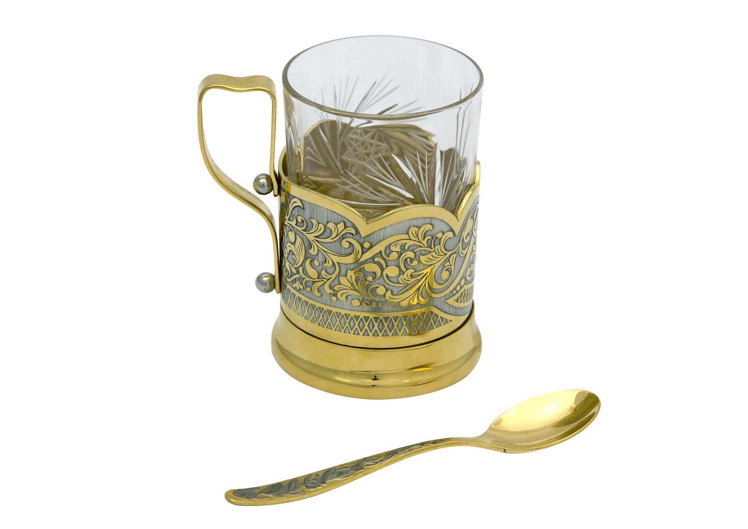 Подстаканник украшенный с ложкой (в пенале)